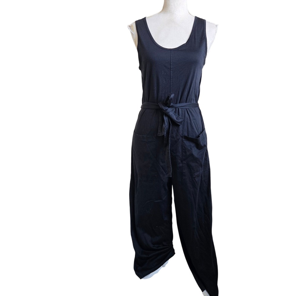 Everlane Sz Small  Womens Black Sleeveless Jumpsuit Belted Pockets Casual Summer